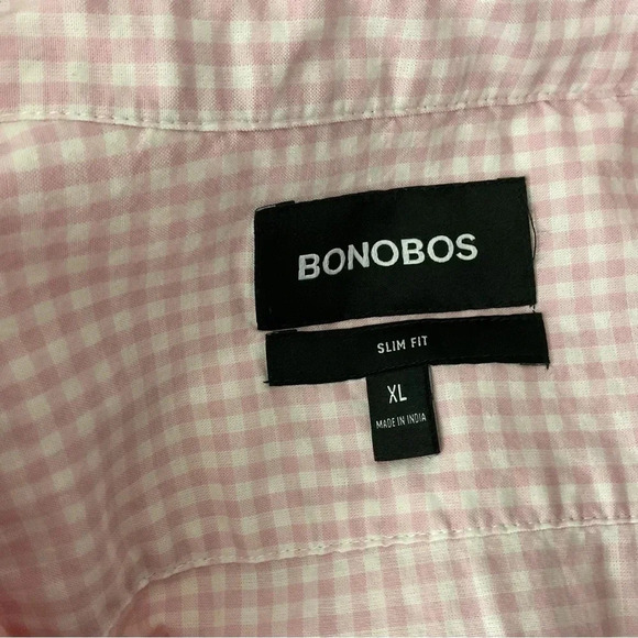 Bonobos Pink Checkered Gingham Slim Fit Button Down Shirt Size XL - Picture 7 of 8